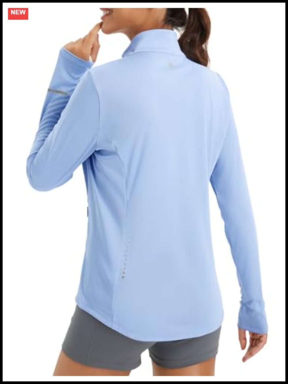 UPF 50+ Lightweight Running Jacket Long Sleeve with Thumb Holes and Pockets